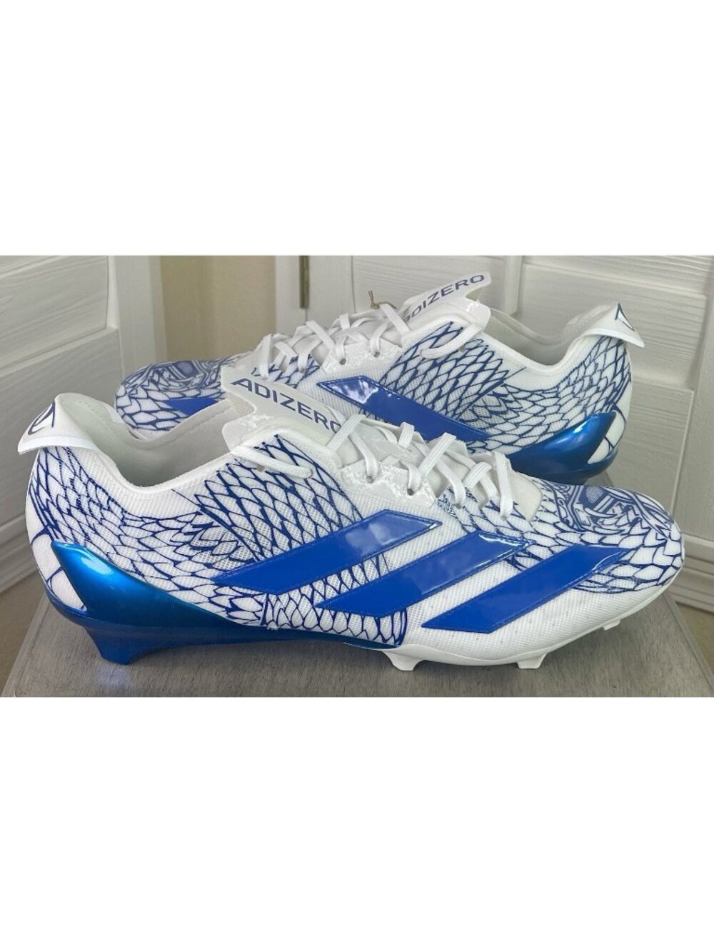 Adidas Adizero Electric Blue/White Snakeskin Football Cleats - IH8569 - Men’s 15